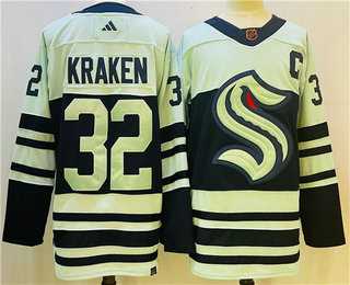 Mens Seattle Kraken #32 Kraken White 2022 Reverse Retro Stitched Jersey->seattle kraken->NHL Jersey